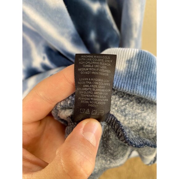 Monument Tie-Dye Navy Mens Hoodie Large Relaxed Fit Pullover Cotton Blend - Picture 6 of 7